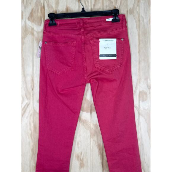 Anthropologie Pilcro Mid Rise Skinny Jeans Size 25 NWT Reddish Pink Denim Jeans - Picture 4 of 8